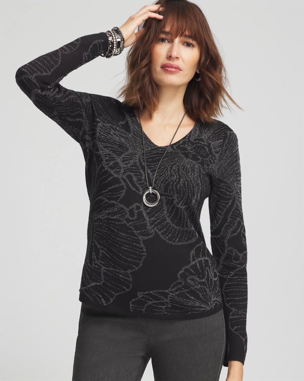 Jacquard V-Neck Pullover Sweater | Chico's